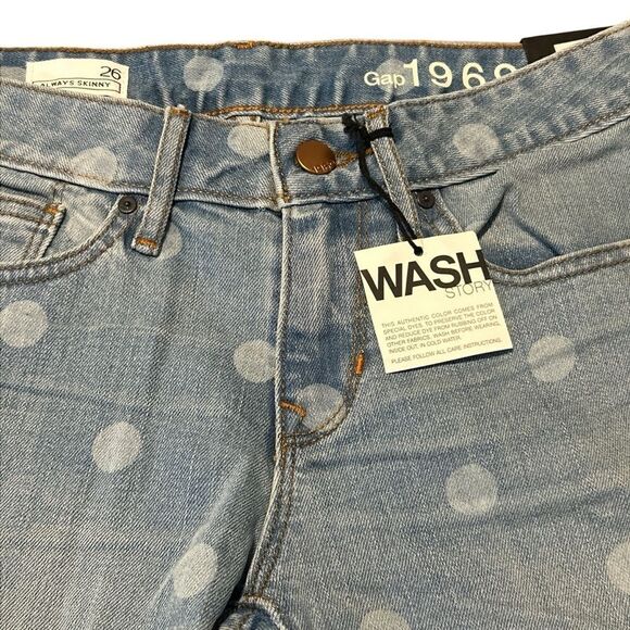 Gap 1969 Always Skinny 29” Ankle Low Rise Polka Dot Distressed Size 26 - Picture 3 of 11
